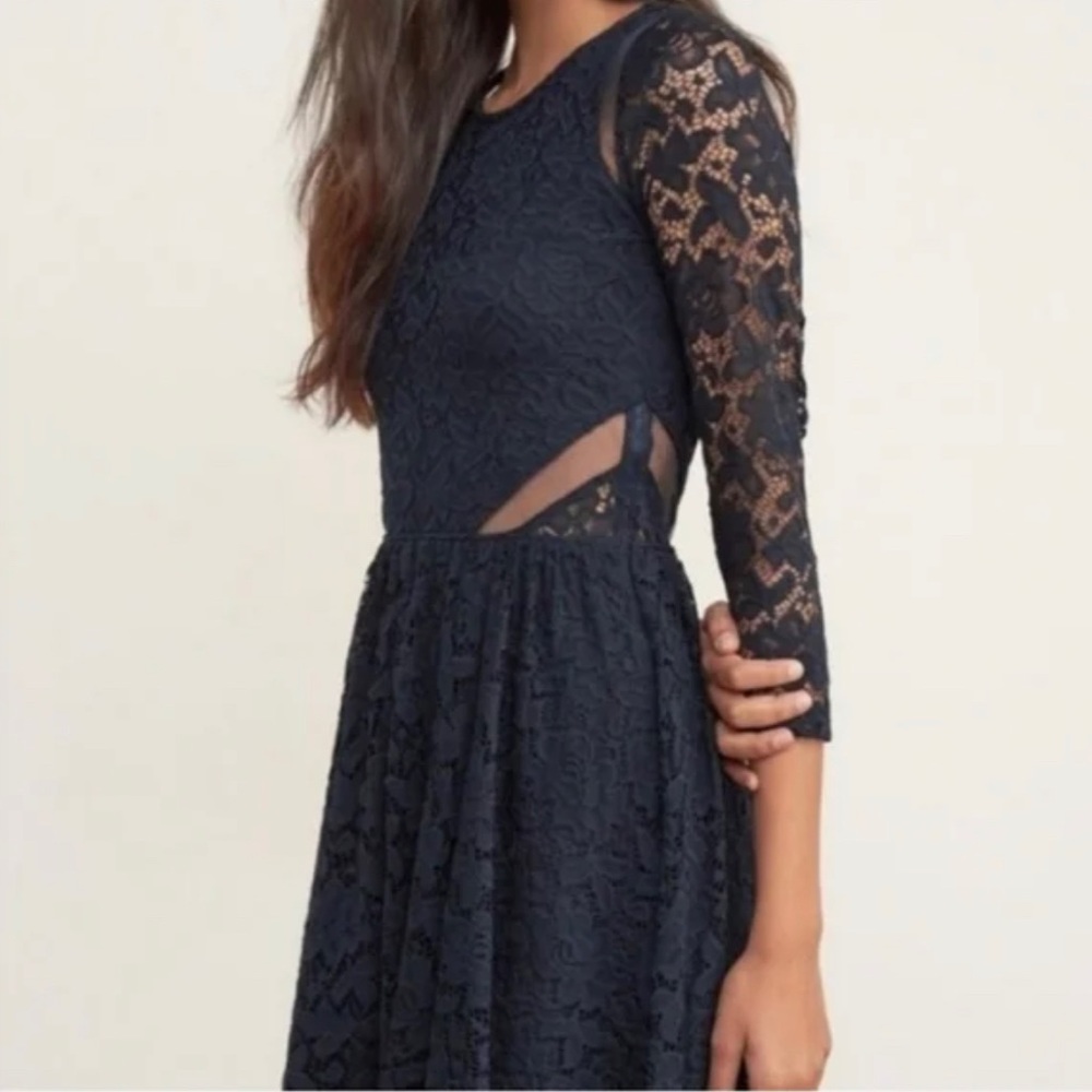 Abercrombie & Fitch Black Lace Cut Out Fit & Flare Dress Size Small A&F